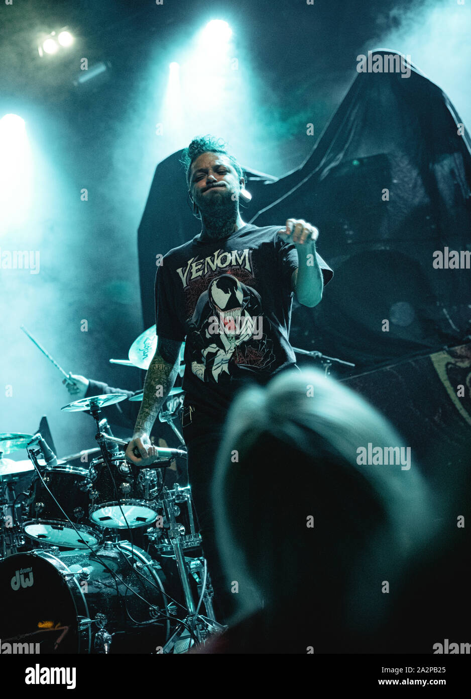 Copenhague, Danemark. 09Th Oct, 2019. Le groupe de deathcore américain Chelsea Grin effectue un concert live à Amager Bio à Copenhague. Ici le chanteur Tom Barber est vu sur scène. (Photo crédit : Gonzales Photo/Alamy Live News Banque D'Images