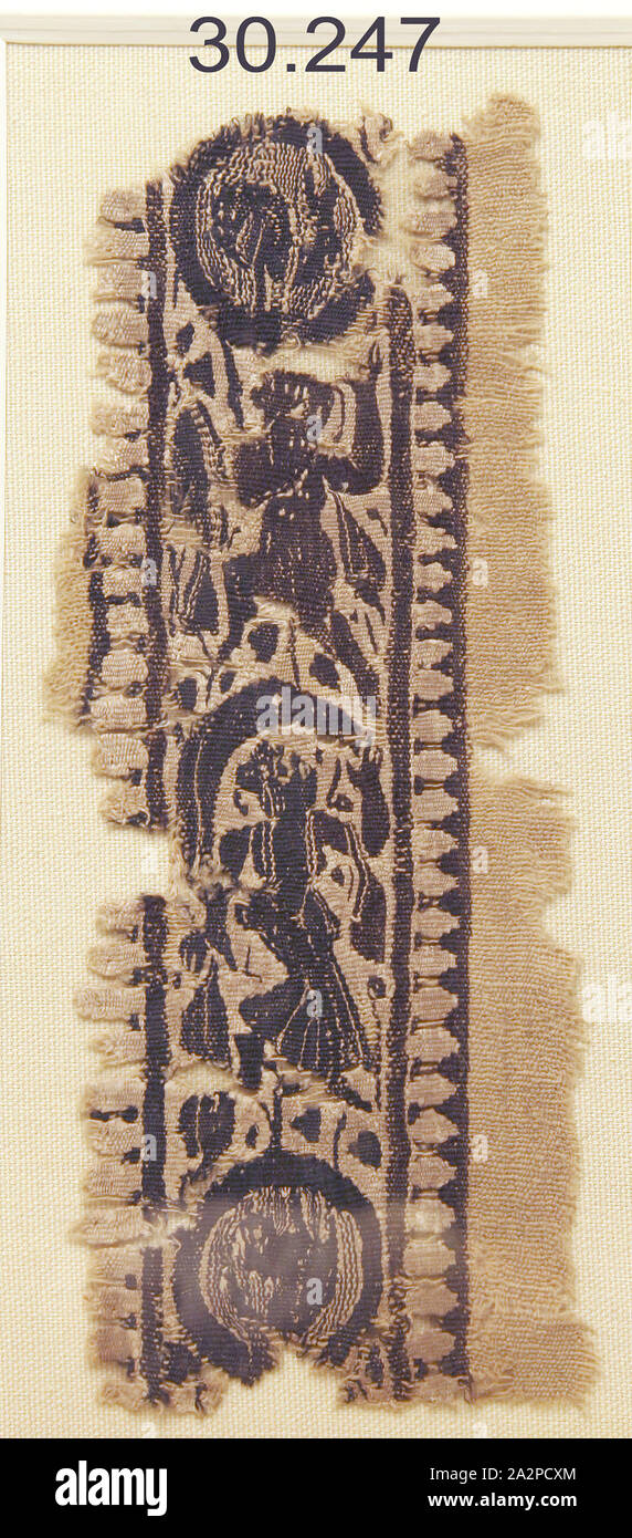 Le copte, l'Égyptien, à la frontière de la tapisserie, 5ème/6ème siècle, de la laine et un peu de lin., 33,5 x 10 cm Banque D'Images