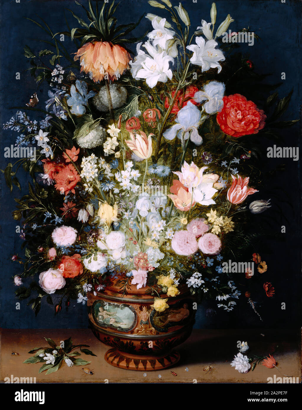 Jan Brueghel le Jeune, flamand, 1601-1678, Bouquet de fleurs dans un vase en céramique, ca. 1610, huile sur panneau de chêne, non monté : 37 × 29 1/2 pouces (94 × 74,9 cm Banque D'Images