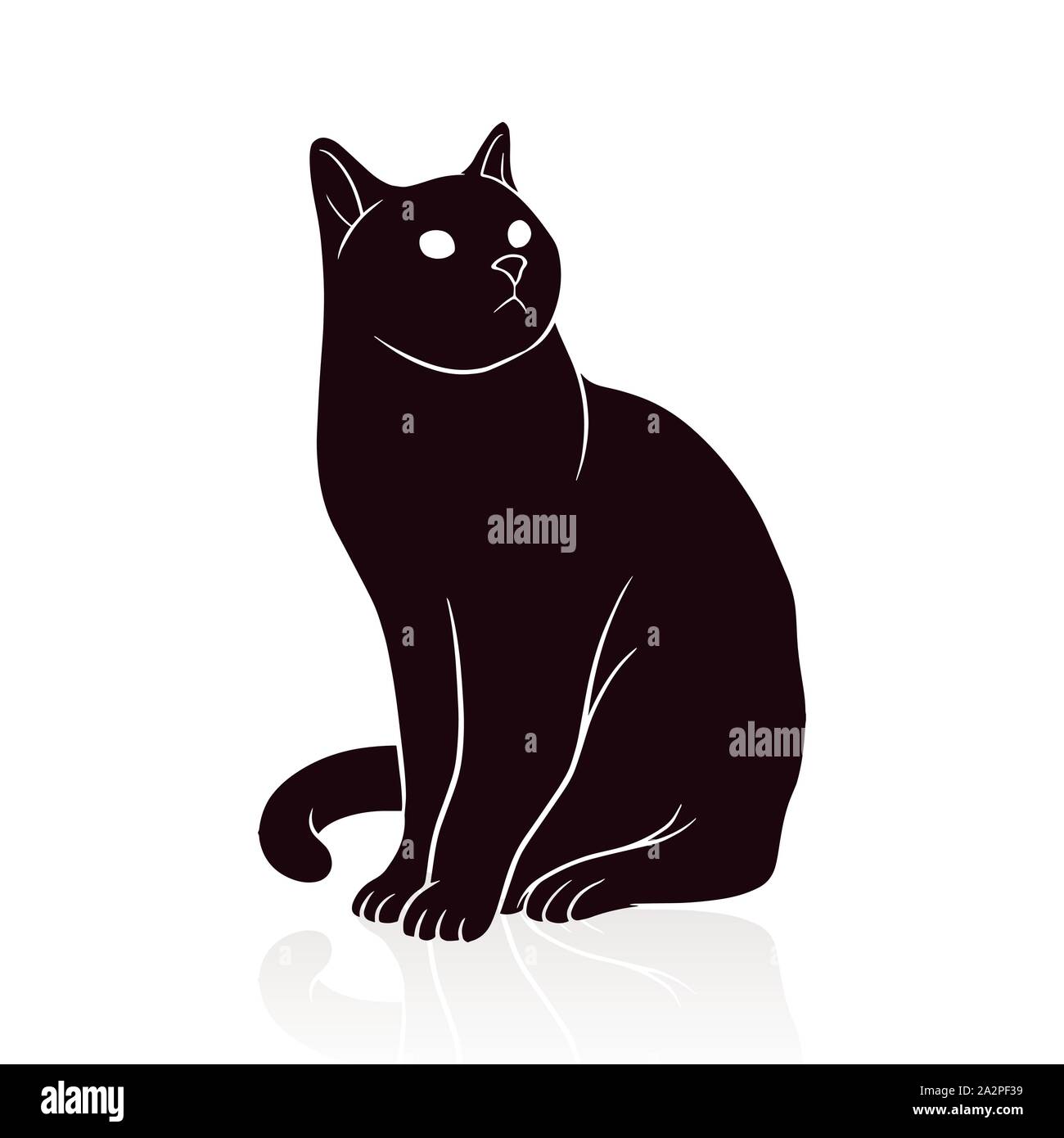 Silhouette de chat vector illustration isolé sur fond blanc Illustration de Vecteur