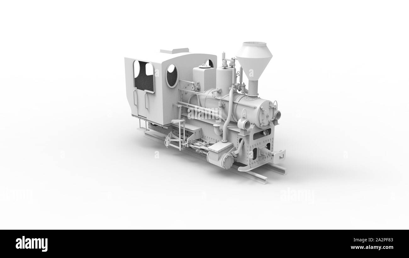 Le rendu 3D d'une locomotive isolé dans l'arrière-plan blanc studio Banque D'Images