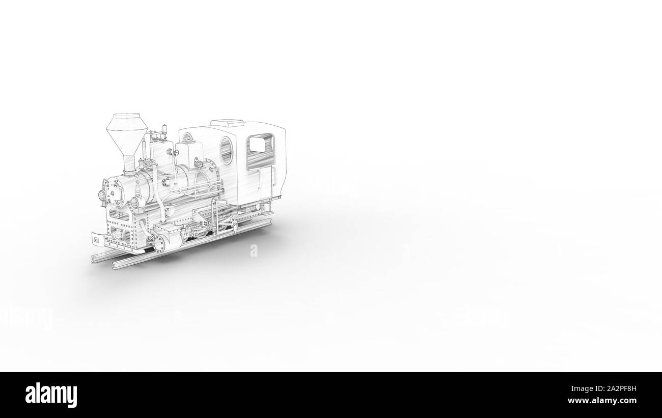 Le rendu 3D d'une locomotive isolé dans l'arrière-plan blanc studio Banque D'Images