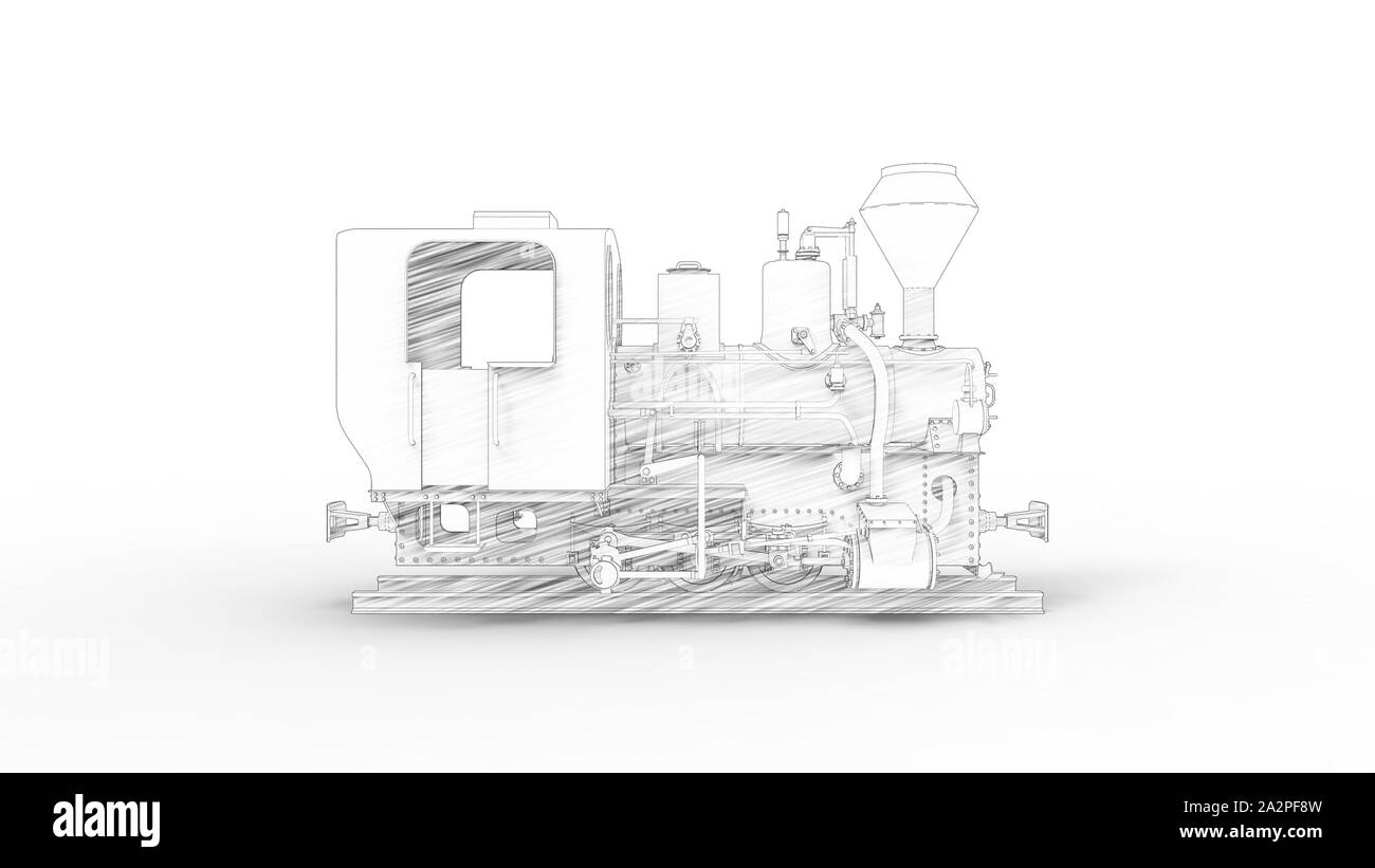 Le rendu 3D d'une locomotive isolé dans l'arrière-plan blanc studio Banque D'Images