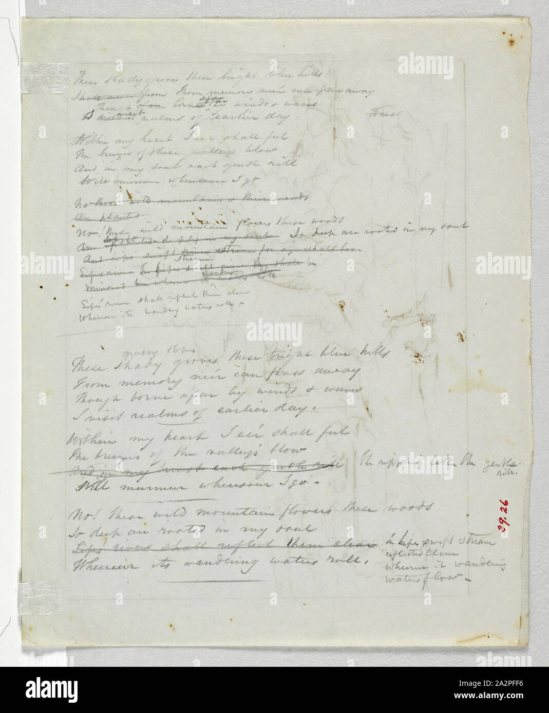 Thomas Cole, Américain, 1801-1848, ébauches de vers, entre 1801 et 1848, d'un crayon à mine de graphite sur papier vélin gris clair, feuille : 7 13/16 x 9 11/16 in. (19,8 x 24,6 cm Banque D'Images