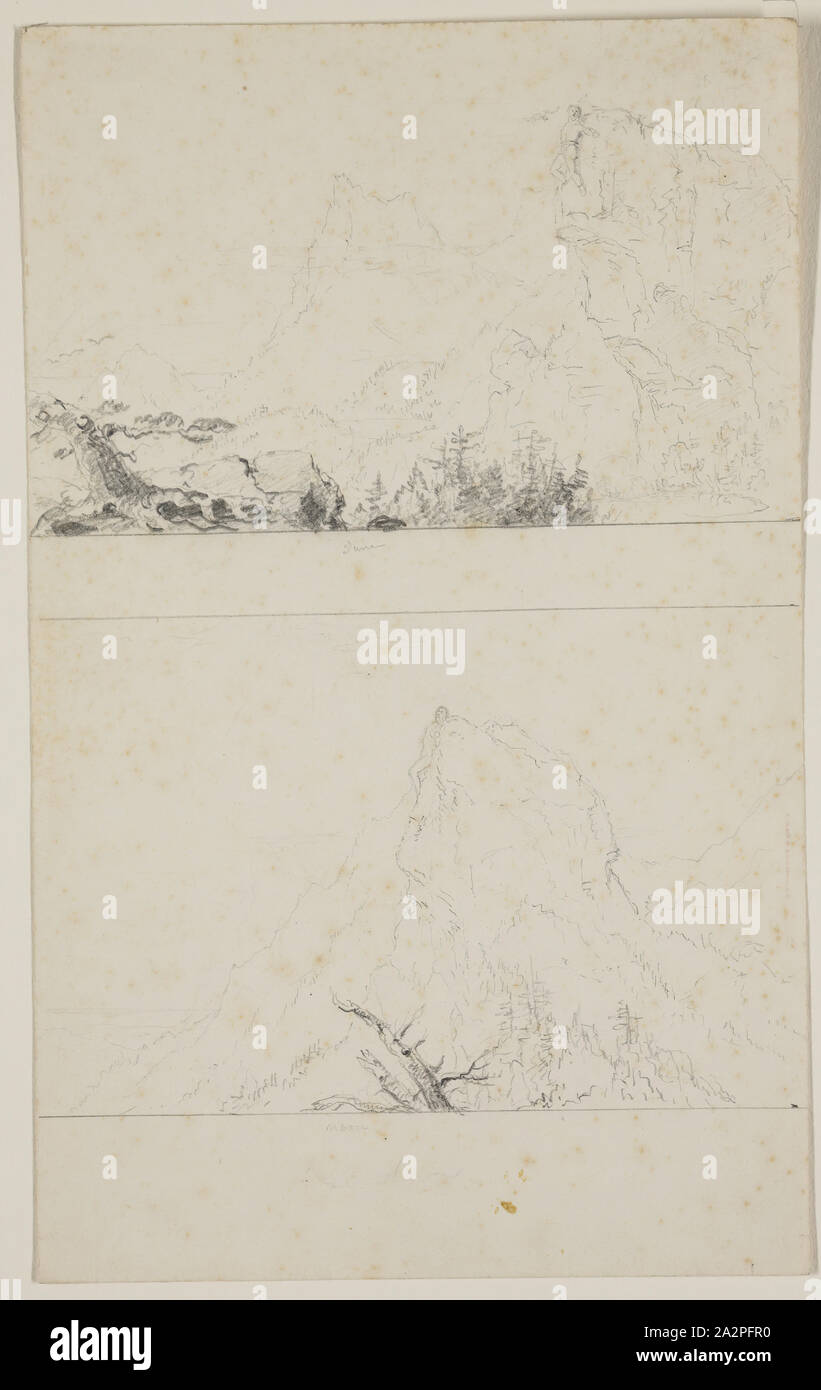 Thomas Cole, Américain, 1801-1848, l'étude de composition pour Prométhée : Lever du Soleil et midi, ca. 1846, crayon sur papier vélin blanc cassé, Image (chaque) : 4 1/8 × 6 1/4 pouces (10,5 × 15,9 cm Banque D'Images