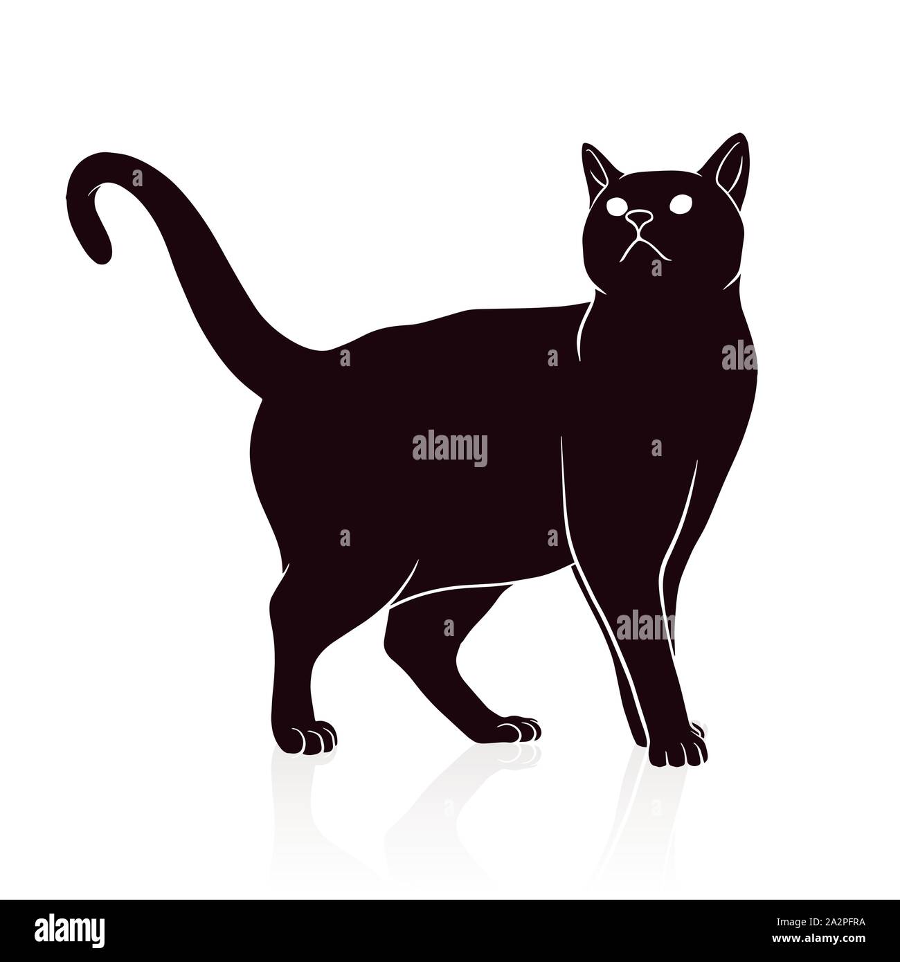 Silhouette De Chat Vector Illustration Isole Sur Fond Blanc Image Vectorielle Stock Alamy
