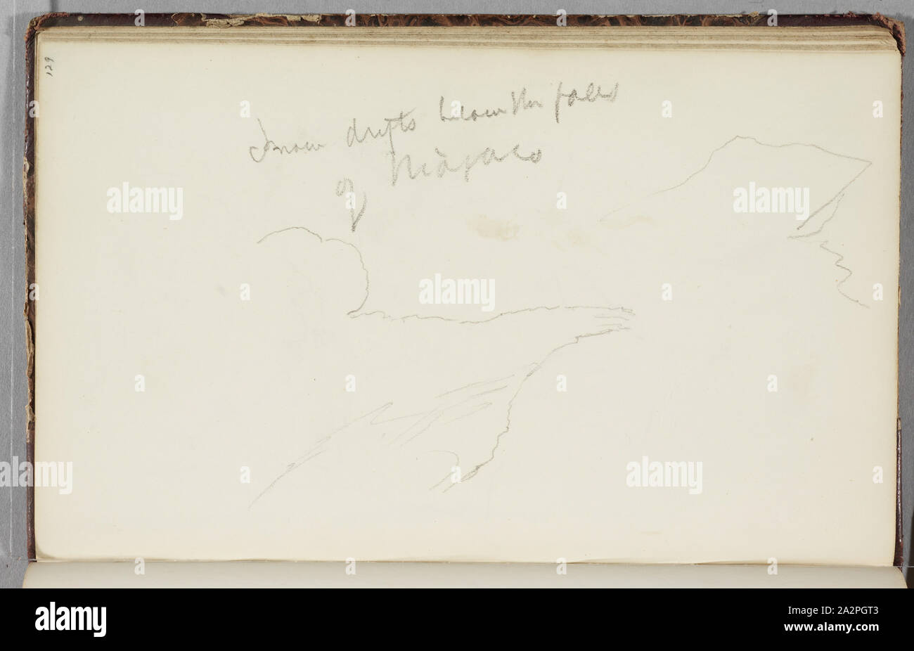 Thomas Cole, Américain, 1801-1848, des bancs de neige en aval des chutes de Niagara, 1829, crayon sur papier vélin blanc cassé, feuille : 7 11/16 × 4 5/8 pouces (19,5 × 11,7 cm Banque D'Images