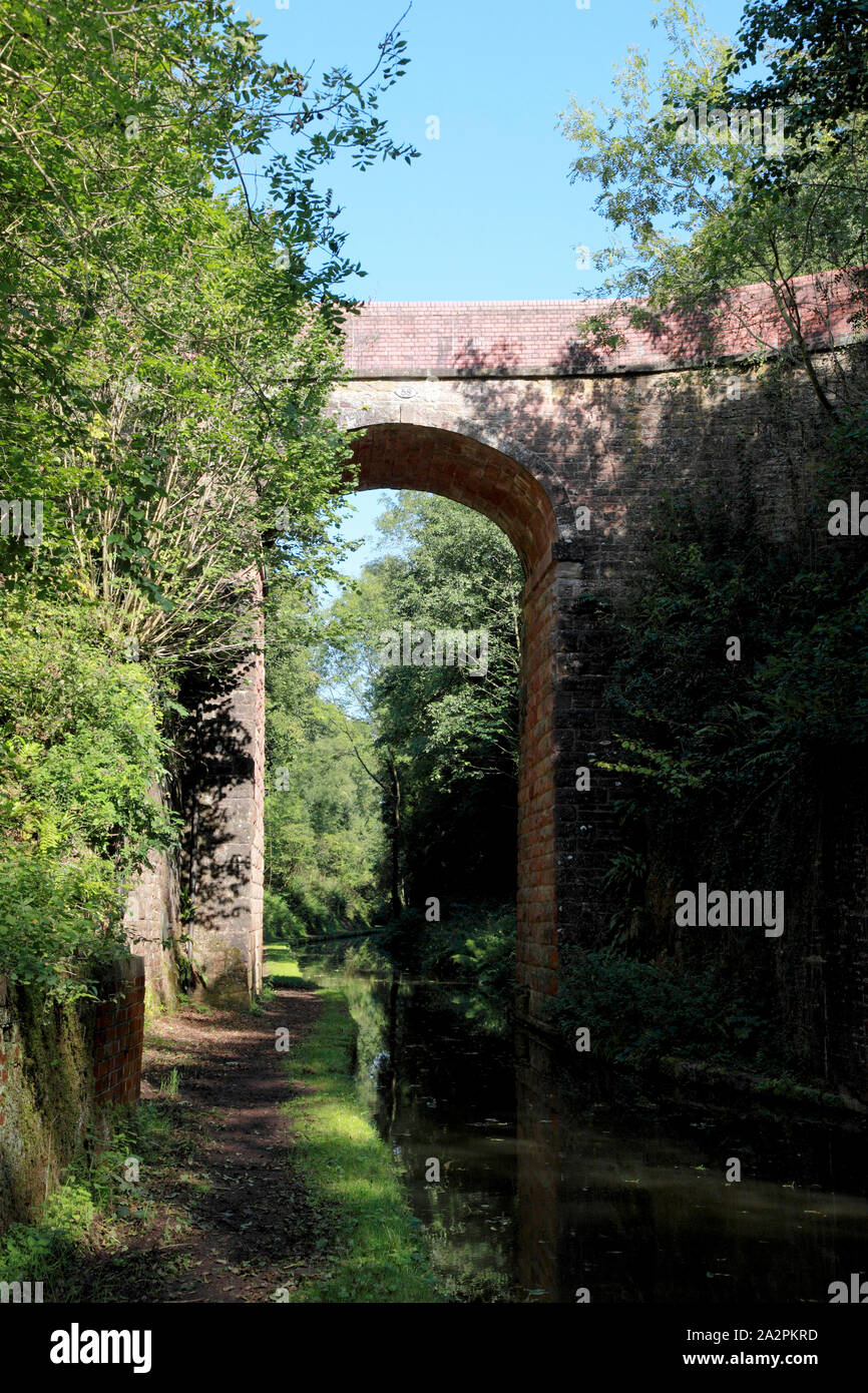 Hollins (ou Hollings) Pont n° 58 dans le temps Woodseaves sur la coupe du canal de Shropshire Union près de Market Drayton Banque D'Images