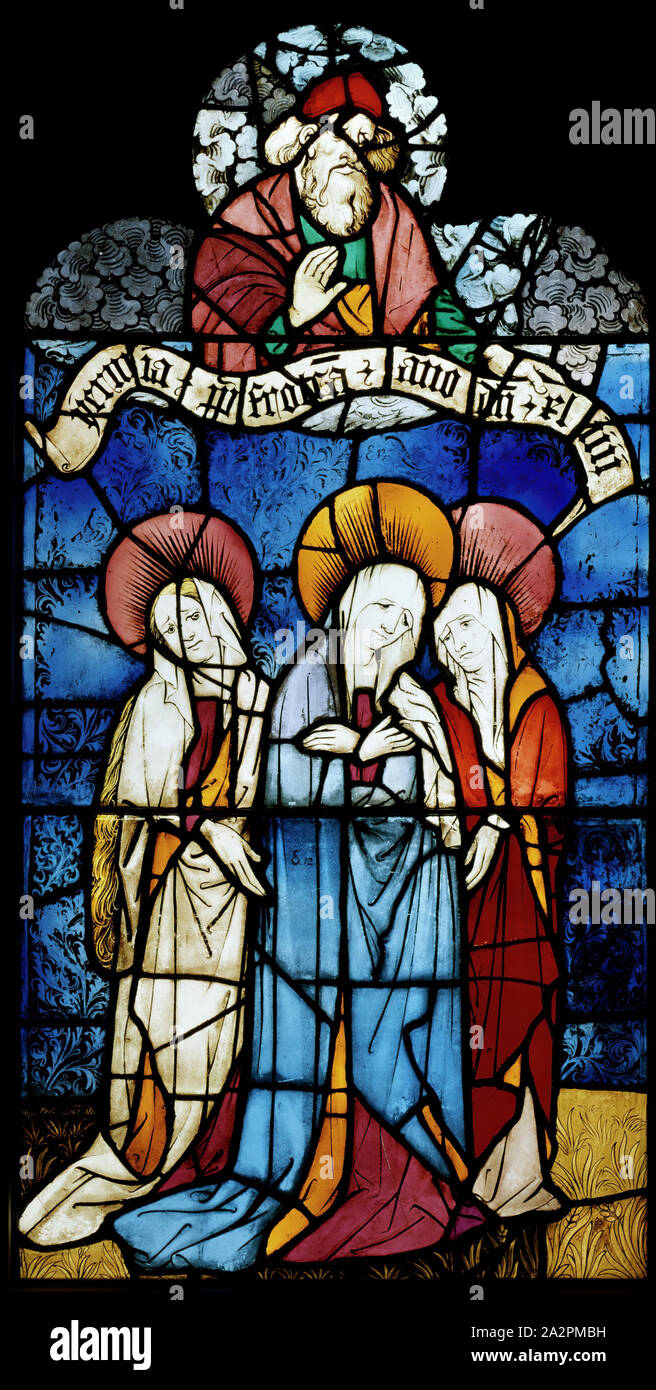Les trois Marie, 1444, métal pot en verre blanc, avec des taches d'argent et émail vert-olive, Total : 58 × 29 × 1 5/8 pouces (147,3 × 73,7 × 4,1 cm Banque D'Images