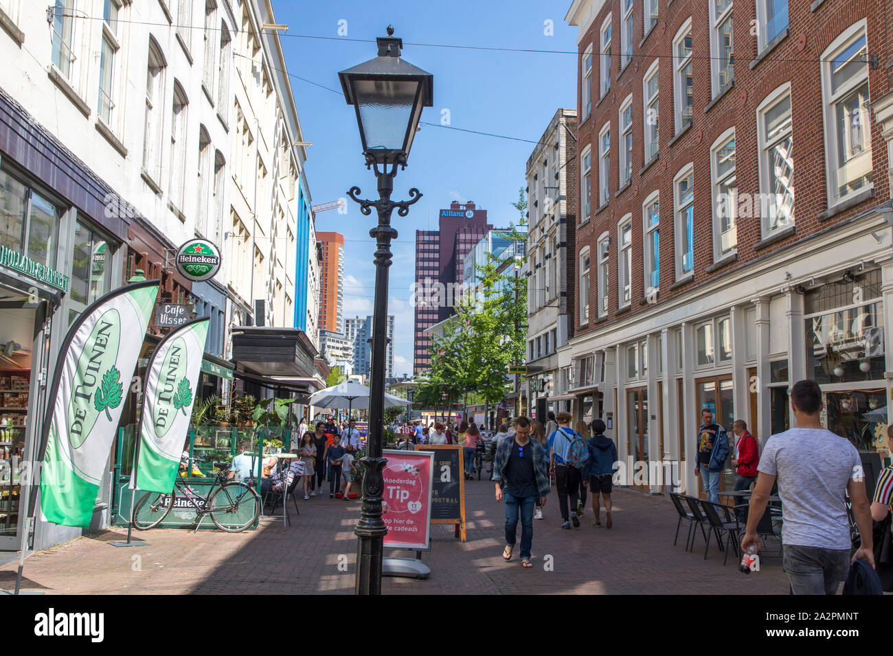 Centre-ville de Rotterdam, Pays-Bas, rue commerçante, zone piétonne avec de nombreux magasins, gastronomie, Banque D'Images