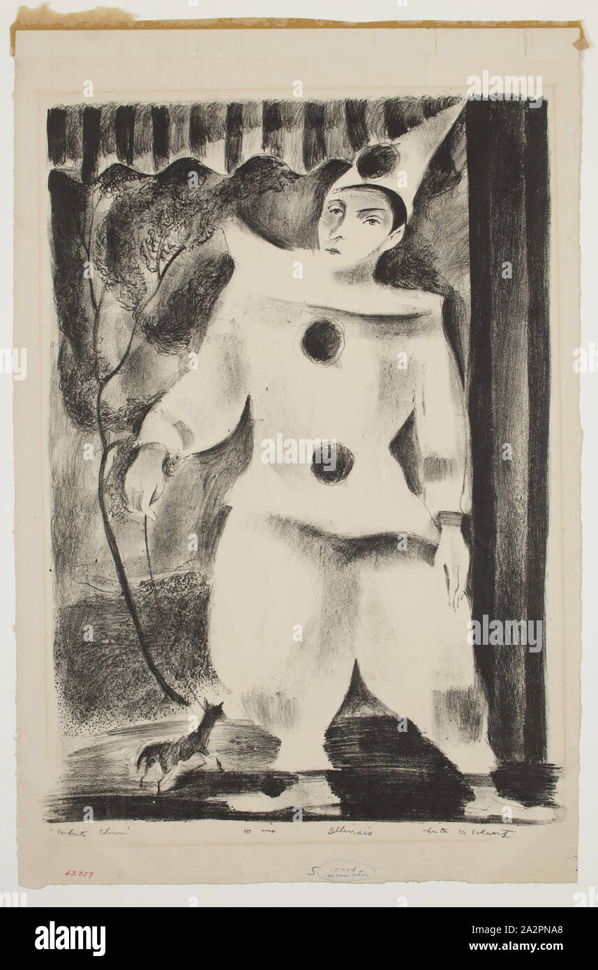 Lester O. Schwartz, Américain, 1912-2005, Clown blanc, entre 1934 et 1943, lithographie imprimée dans l'encre noire sur papier vélin, de droit : 16 1/8 × 11 3/8 pouces (41 × 28,9 cm Banque D'Images