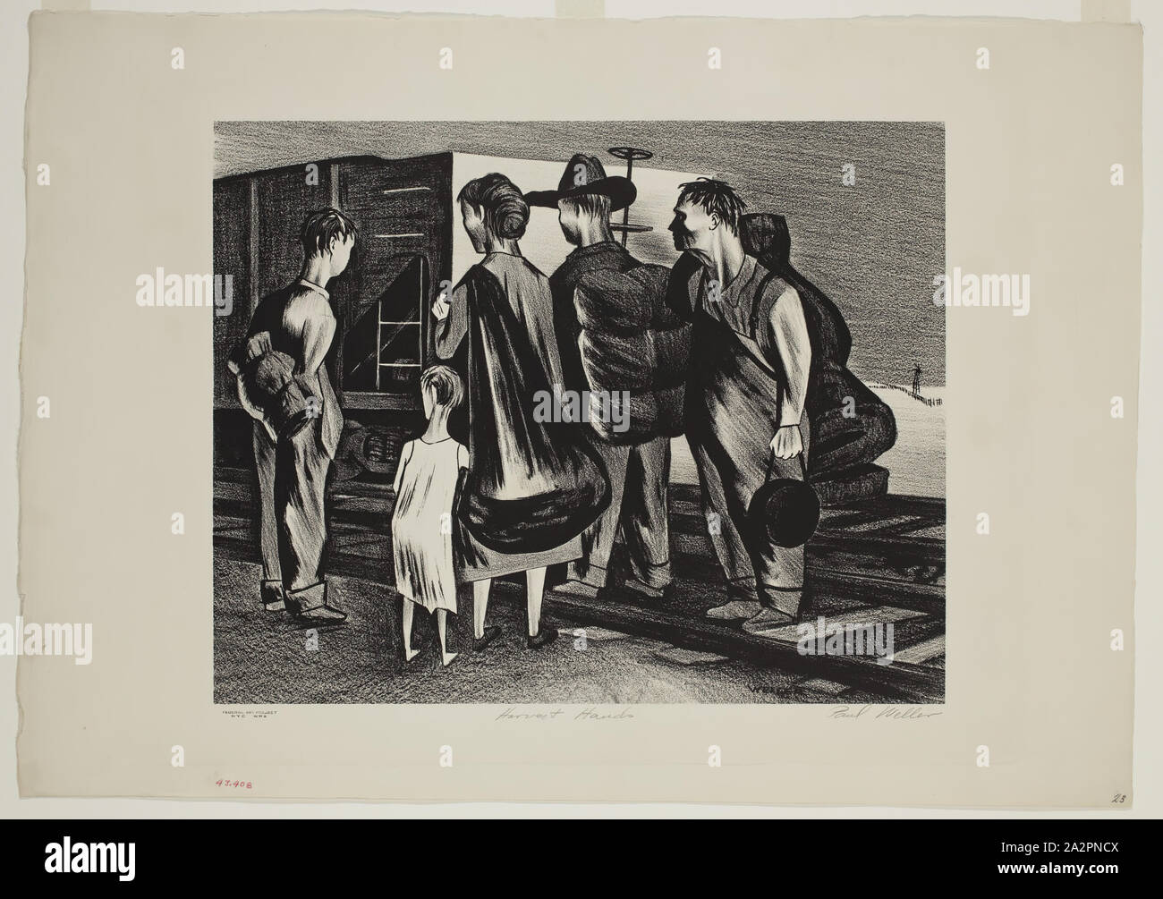 Paul Weller, Américain, né en 1912, la récolte des mains, ca. 1939, lithographie imprimée dans l'encre noire sur papier vélin, de droit : 12 × 15 pouces (30,5 × 38,1 cm Banque D'Images
