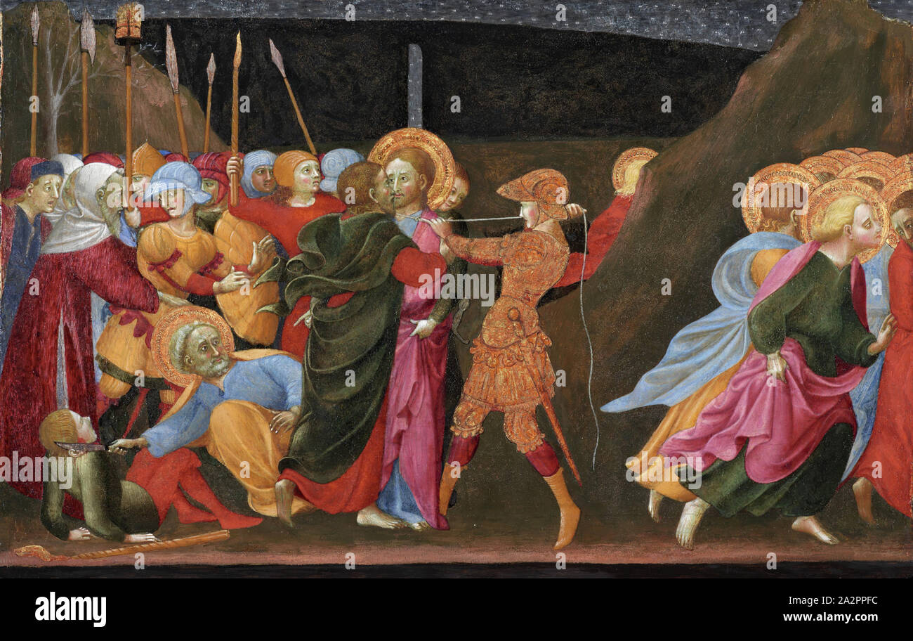 Sassetta, Italien, ca. 1400-1450, la trahison du Christ, entre 1437 et 1444, tempera, argent et feuille d'or sur panneau de peuplier, de l'image (env.) : 14 × 5/16 23 5/16 po (36,4 × 59,2 cm Banque D'Images