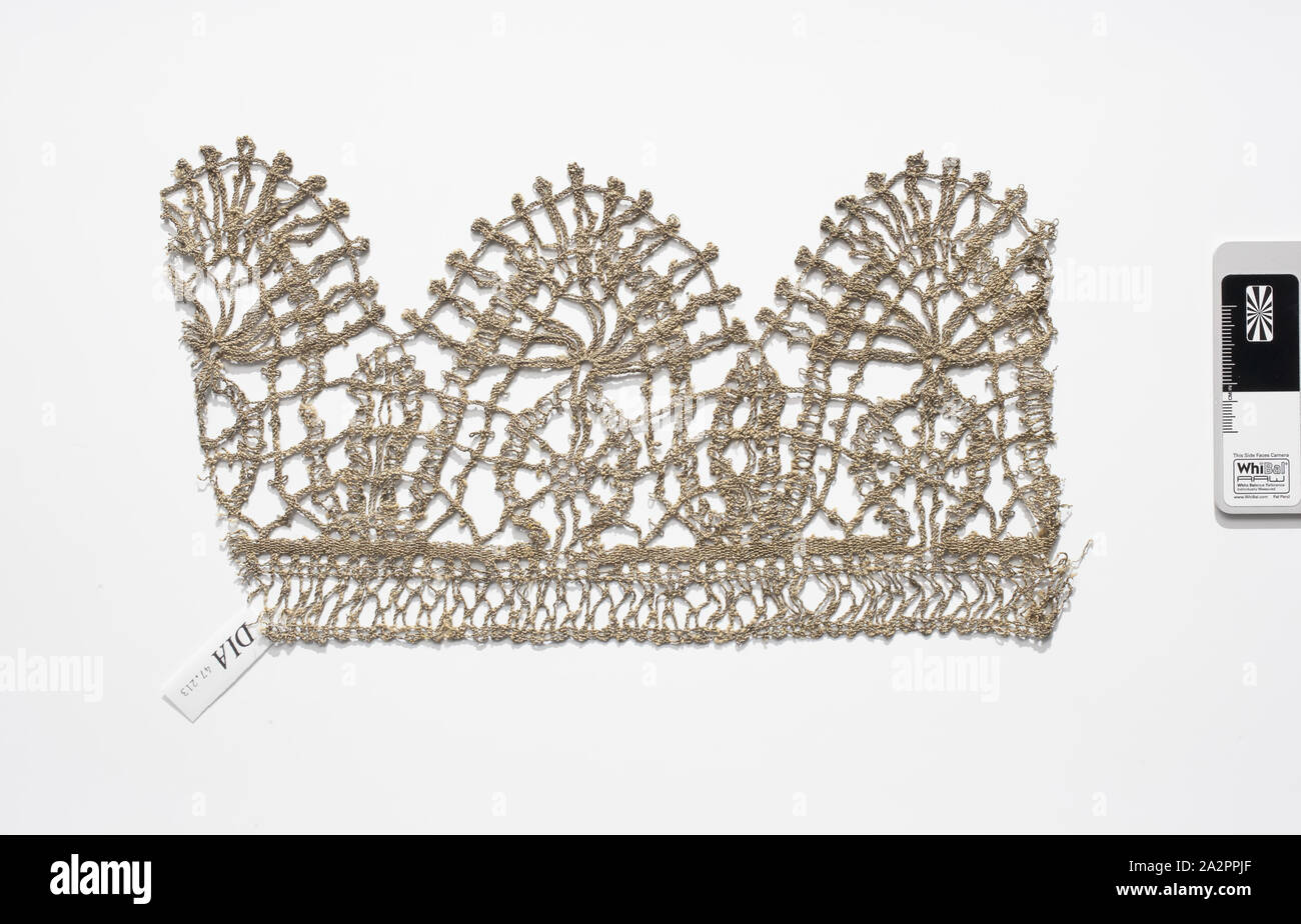 Inconnu (français), fragment de dentelle, 17ème siècle, la dentelle métallique Banque D'Images