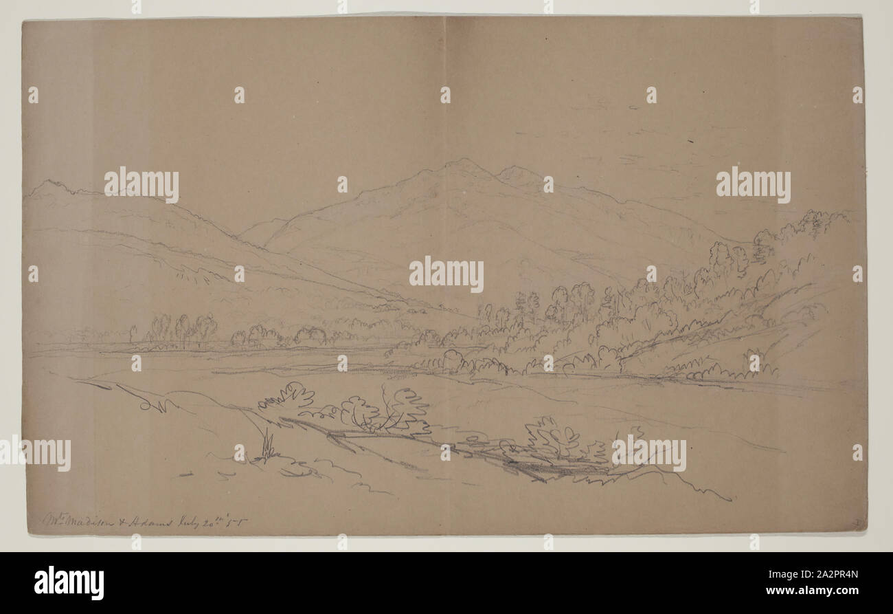 Casilear John W., Américain, 1811-1893, les montagnes de Madison et Adams, Juillet 20th, 1855, 1855, crayon sur papier vélin beige, feuille : 8 13/16 × 14 1/2 pouces (22,4 × 36,8 cm Banque D'Images