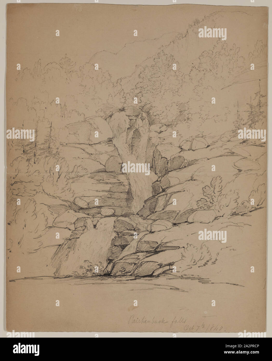 Casilear John W., Américain, 1811-1893, les chutes du Reichenbach, October 7th, 1840, 1840, graphite sur papier, feuille : 10 7/8 × 8 11/16 pouces (27,6 × 22,1 cm Banque D'Images