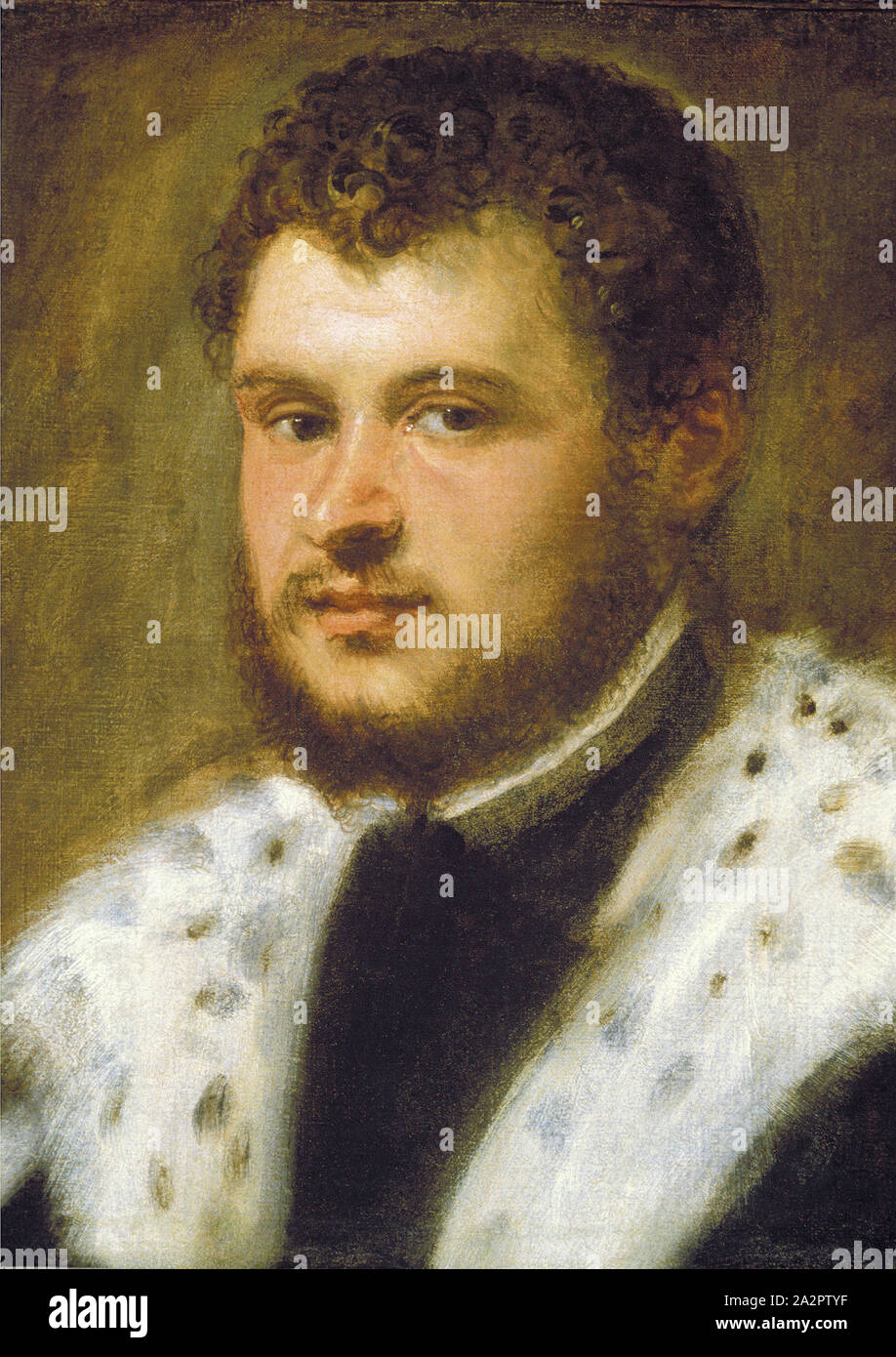 Le Tintoret, italien, 1519-1594, jeune homme avec une barbe, ch. 1555, huile sur toile, non monté : 18 × 14 1/2 pouces (45,7 × 36,8 cm Banque D'Images