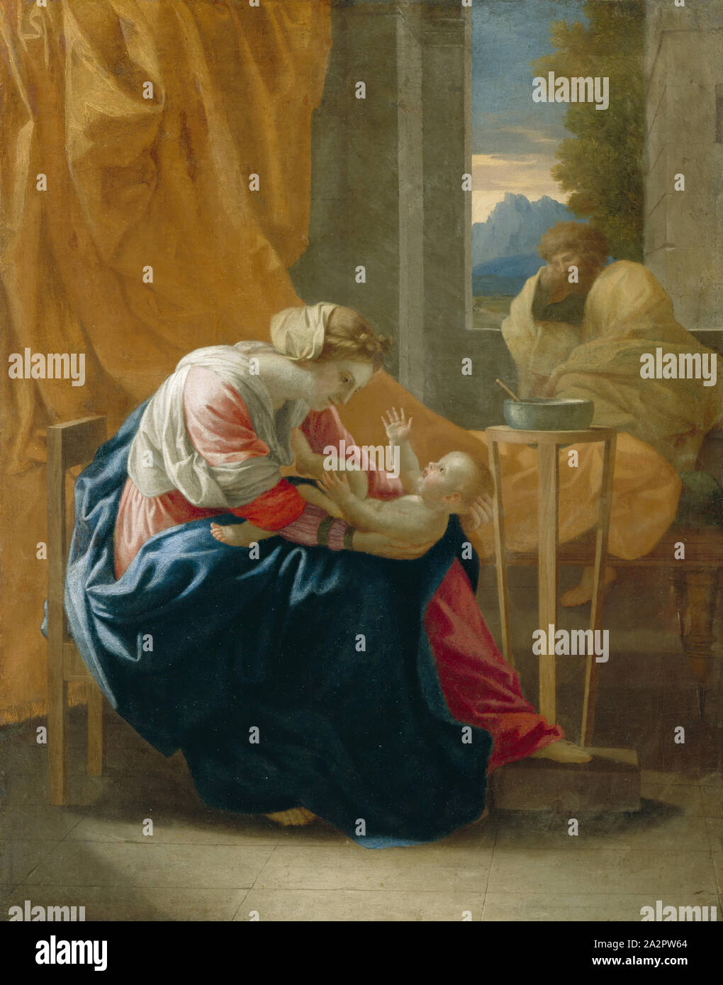 Nicolas Poussin, Français, 1594-1665, la Sainte Famille, 1641, huile sur toile, sans cadre : 28 x 22 1/8 pouces (71,1 × 56,2 cm Banque D'Images