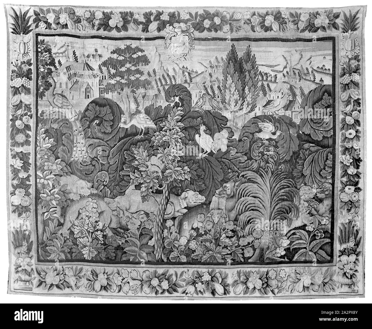 Inconnu (flamand), Paysage avec des animaux et des oiseaux, fin du 16e siècle, Total : 117 × 143 pouces (297,2 cm × 3 m 63,2 cm Banque D'Images