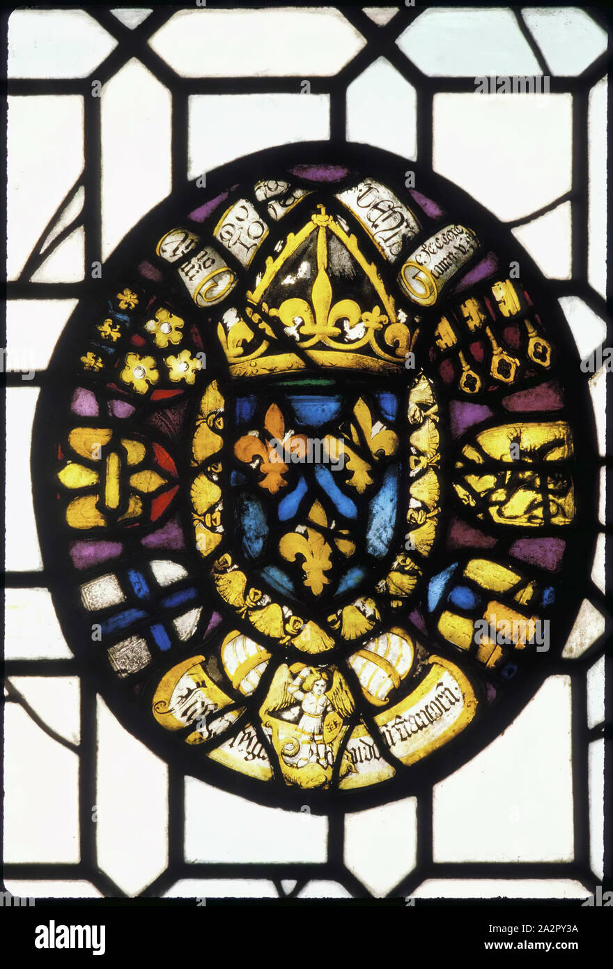 Peut-être inconnu (Suisse), Panneau héraldique commémorant le mariage de Charles VIII de France et Anne de Bretagne et le Traité de Sable, 1490, fin 16ème/début du 17e siècle, vitraux : pot en verre blanc ; métal avec tache argentée, 28 3/4 x 44 7/8 x 2 1/4 in. (73,0 x 114,0 x 5,7 cm Banque D'Images