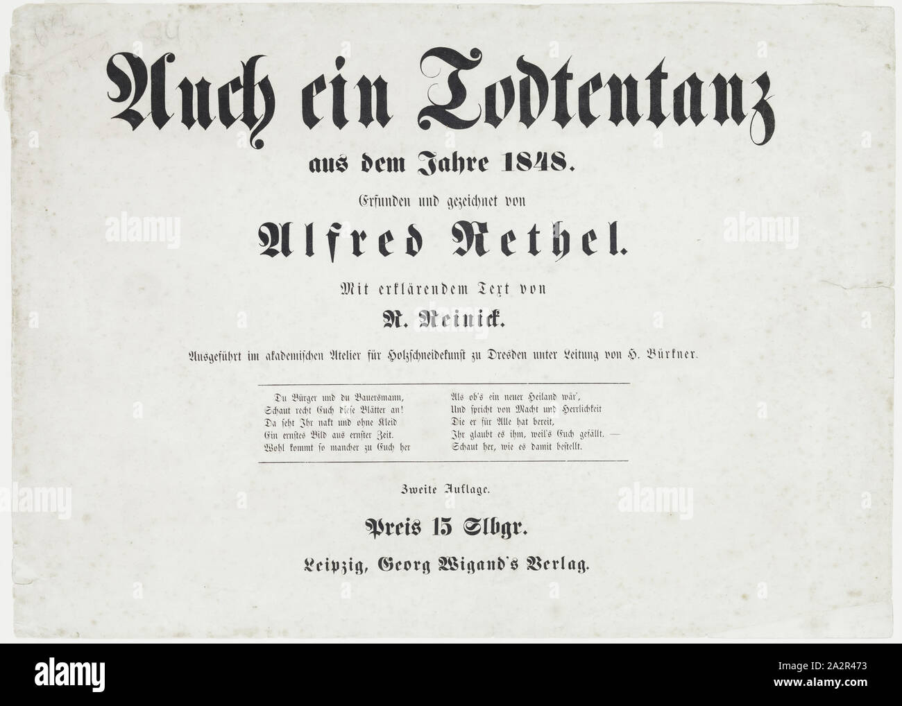 Alfred Rethel, allemand, 1816-1859, Page de titre d'Auchein Todtentanz, 1848, feuille : 11 5/8 x 16 1/8 in Banque D'Images