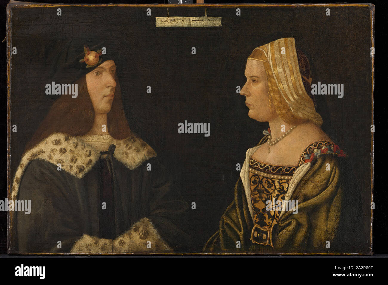 Giovanni Paolo d' Agostino, italien, 1490-1524, Double Portrait d'un jeune homme et jeune femme, c. 1520, huile sur toile, non monté : 15 1/4 × 22 po (38,7 × 55,9 cm Banque D'Images