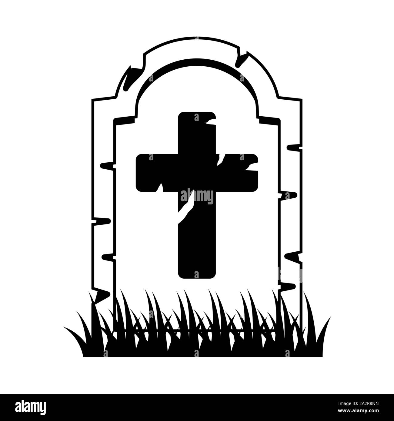 Cimetière cimetière avec croix Illustration de Vecteur