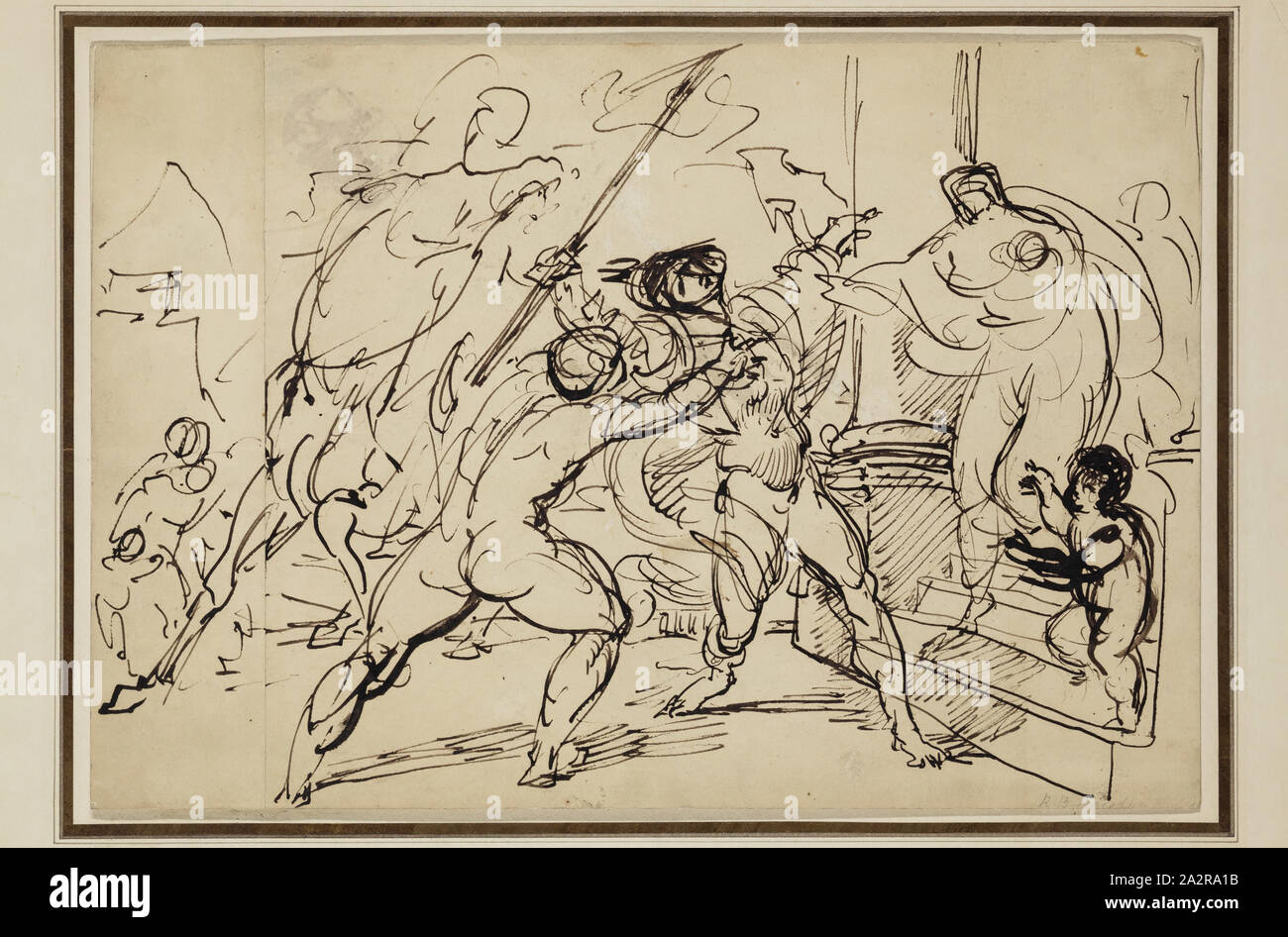 Benjamin Robert Haydon, anglais, 1786-1846, la mort de Eudes, entre 1786 et 1846, plume et encre brune Banque D'Images