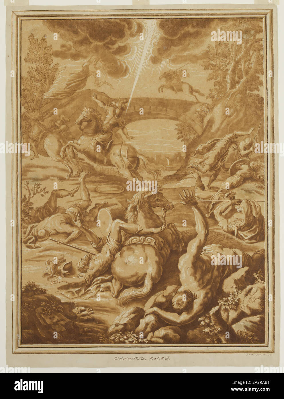 Elisha Kirkall, anglais, 1682-1742, après Giovanni da Bologna, italien, 1529-1608, scène de bataille, 1723, gravure sur bois de clair-obscur, la roulette et gravure imprimée dans l'ocre et l'encre brune sur papier vergé, Image : 20 3/8 x 15 1/2 pouces (51,8 × 39,4 cm Banque D'Images