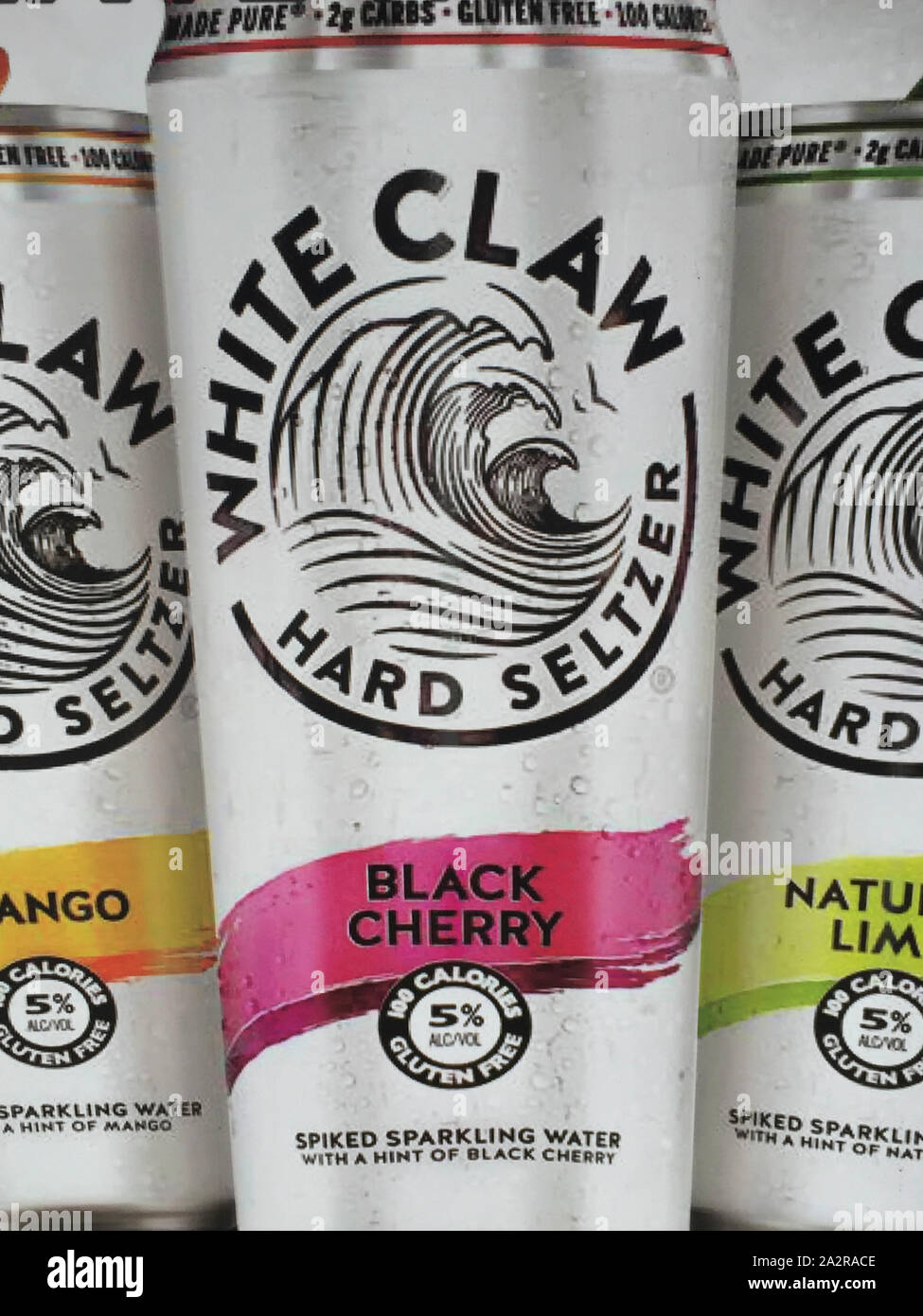 Griffe blanche disque Seltzer est une boisson de l'eau alcoolisée, USA Banque D'Images