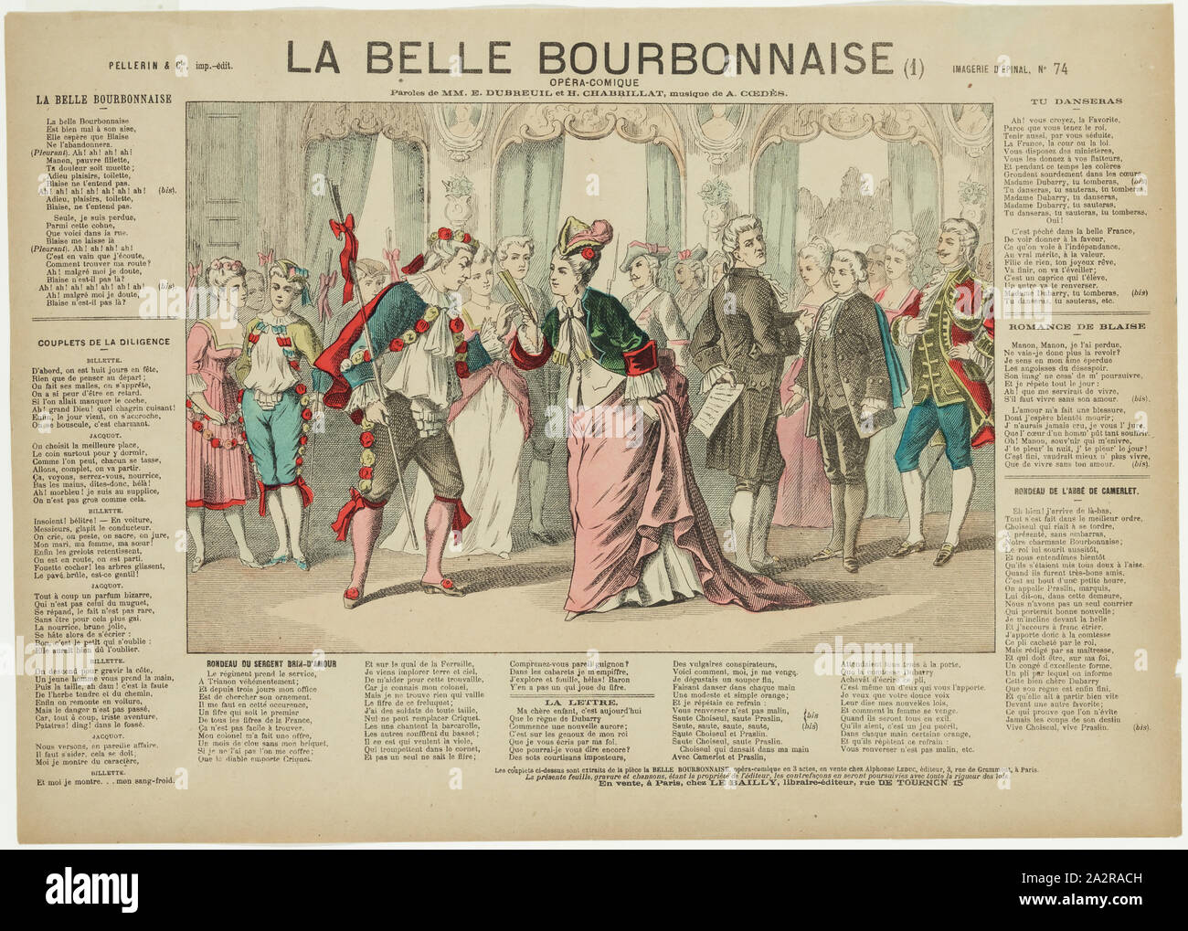 Inconnu (français), La belle bourbonnaise, 19e siècle, à la main, gravure sur bois, de l'image : 3/8 × 10 7 3/4 pouces (18,7 × 27,3 cm Banque D'Images