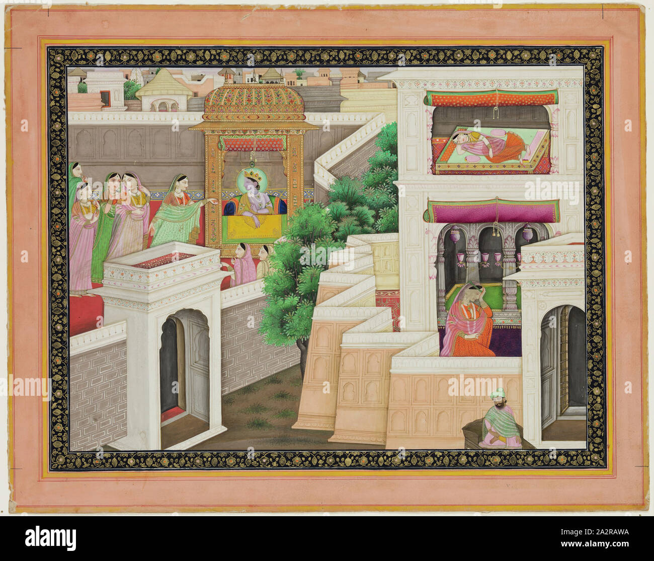 Inconnu (Indien), histoire de Krishna et Radha, ch. 1800, de l'image : 10 pouces x 13 1/2 pouces (25,4 × 34,3 cm Banque D'Images