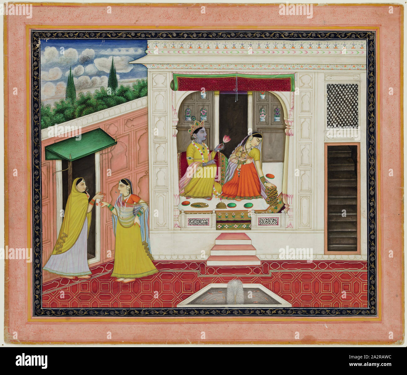 Inconnu (Indien), histoire de Krishna et Radha, ch. 1800 Banque D'Images