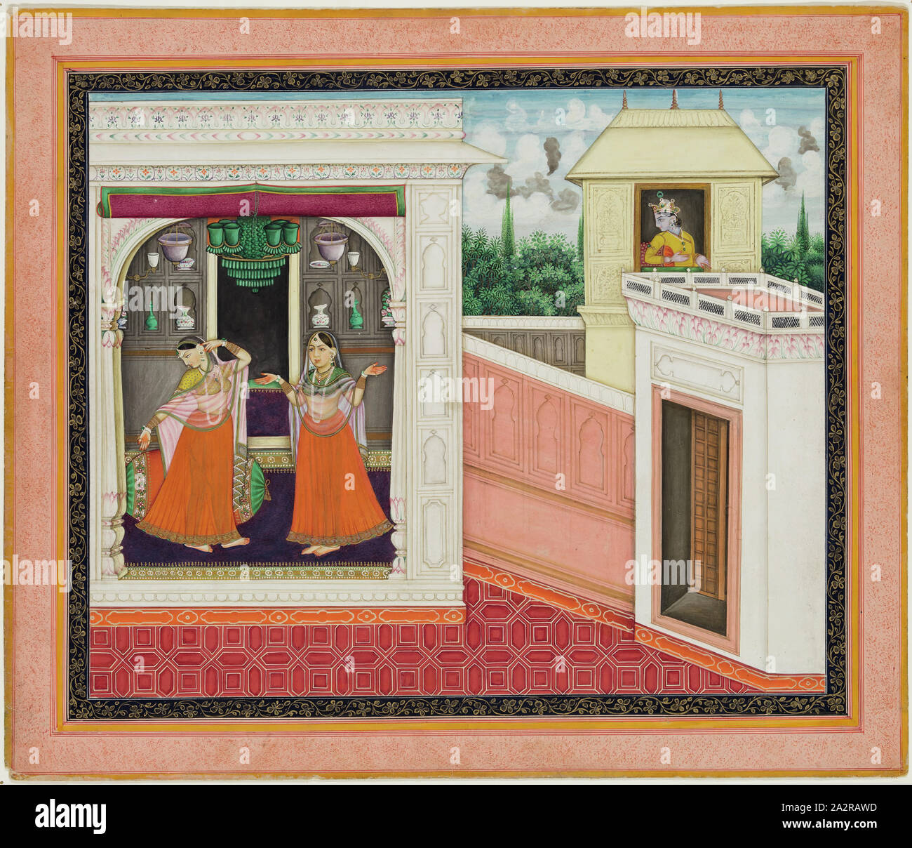 Inconnu (Indien), histoire de Krishna et Radha, ch. 1800, Image : 10 × 12 pouces (25,4 × 30,5 cm Banque D'Images