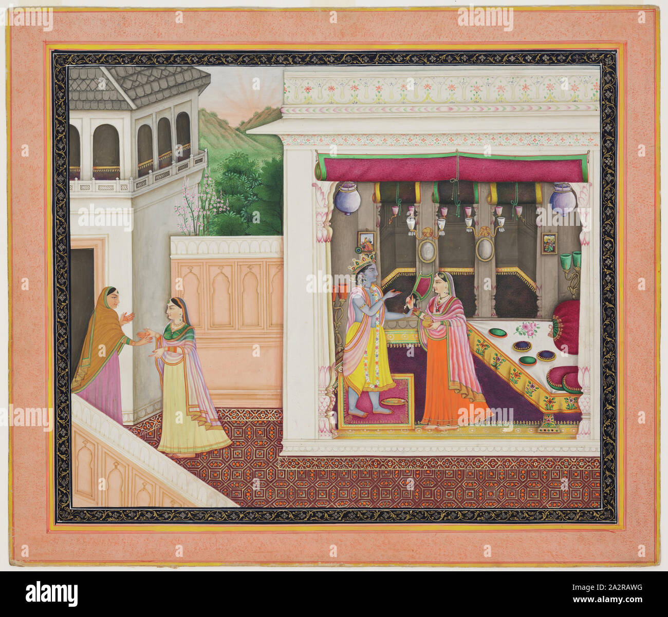 Inconnu (Indien), histoire de Krishna et Radha, ch. 1800 Banque D'Images