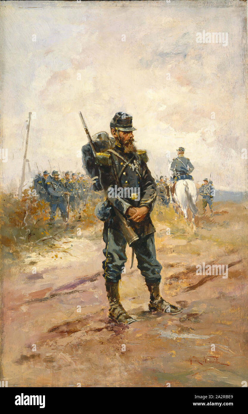 Alphonse Marie de Neuville, Français, 1835-1885, un soldat, 19e siècle, huile sur panneau de bois, non monté : 16 3/8 × 10 1/4 pouces (41,6 × 26 cm Banque D'Images