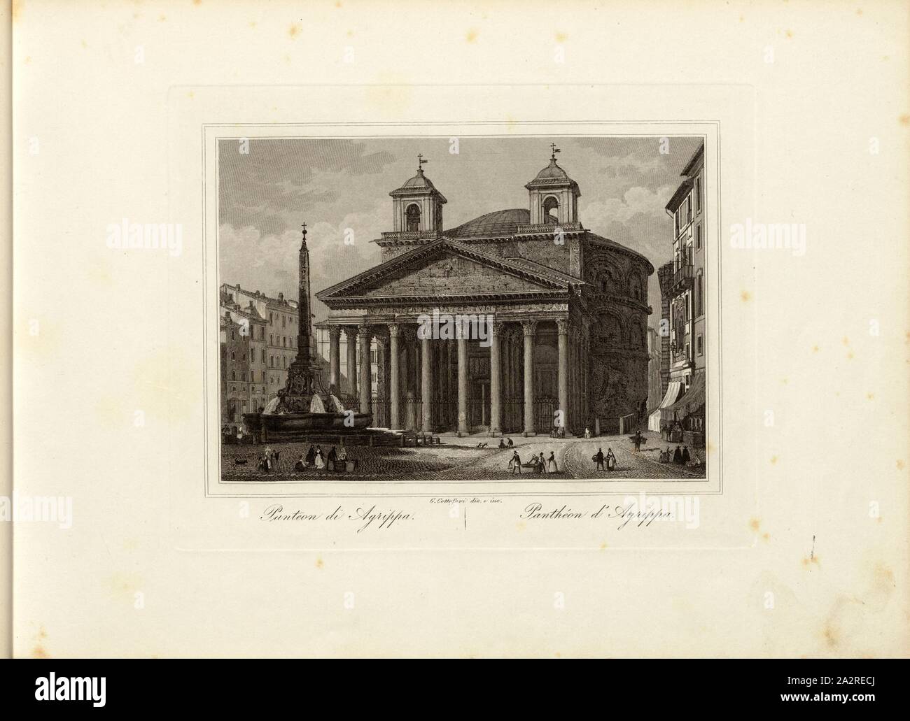 Panthéon de Rome, signé : G. Cottafavi dis., e inc, Taf. 8ème, Cottafavi, Gaetano (dis. e inc.), Gaetano Cottafavi, Gabriele Fontana, D., P. Parboni Amici, A. Fornari, S. Bossi, Salvatore Busuttil : Souvenirs de Rome. [Nicht ermittelbar ermittelbar] : [nicht], [1800 Banque D'Images