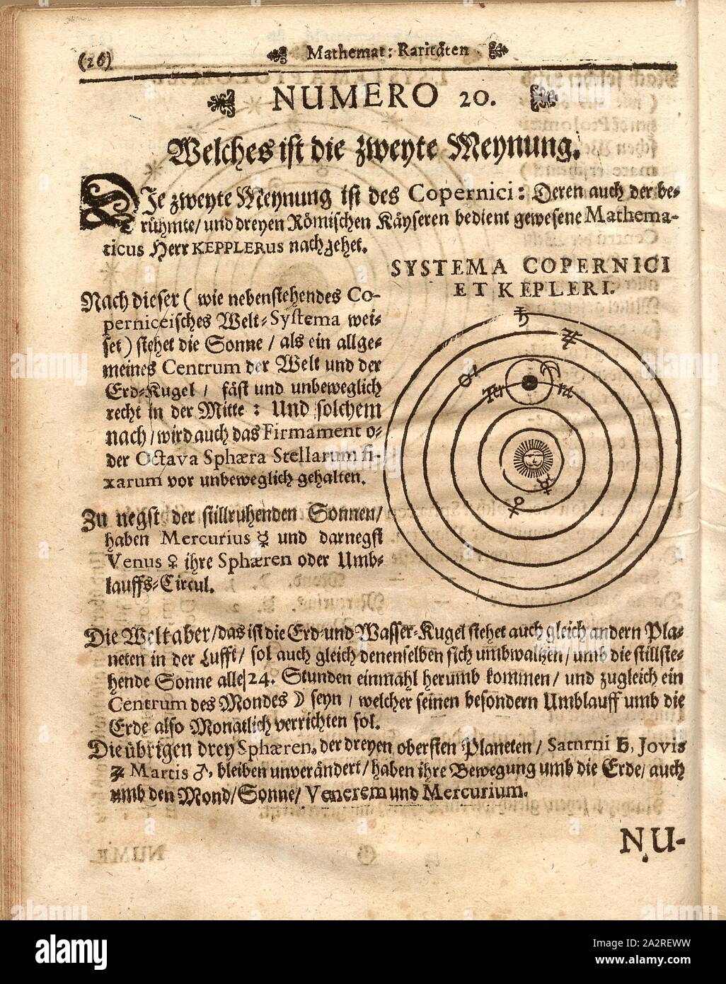 Systema Copernici et Kepler, Helocentric voir du monde après Nicolas Copernic et Johannes Kepler, fig. 4, p. 26, Johann Heinrich Voigt : Der kunstgünstigen Einfalt mathematischer Raritäten erstes [-] drittes Hundert [...]. Hambourg : gedruckt und verlegt bey Georg HANSS und Jacob, Rebenlein 1668-1673 Banque D'Images