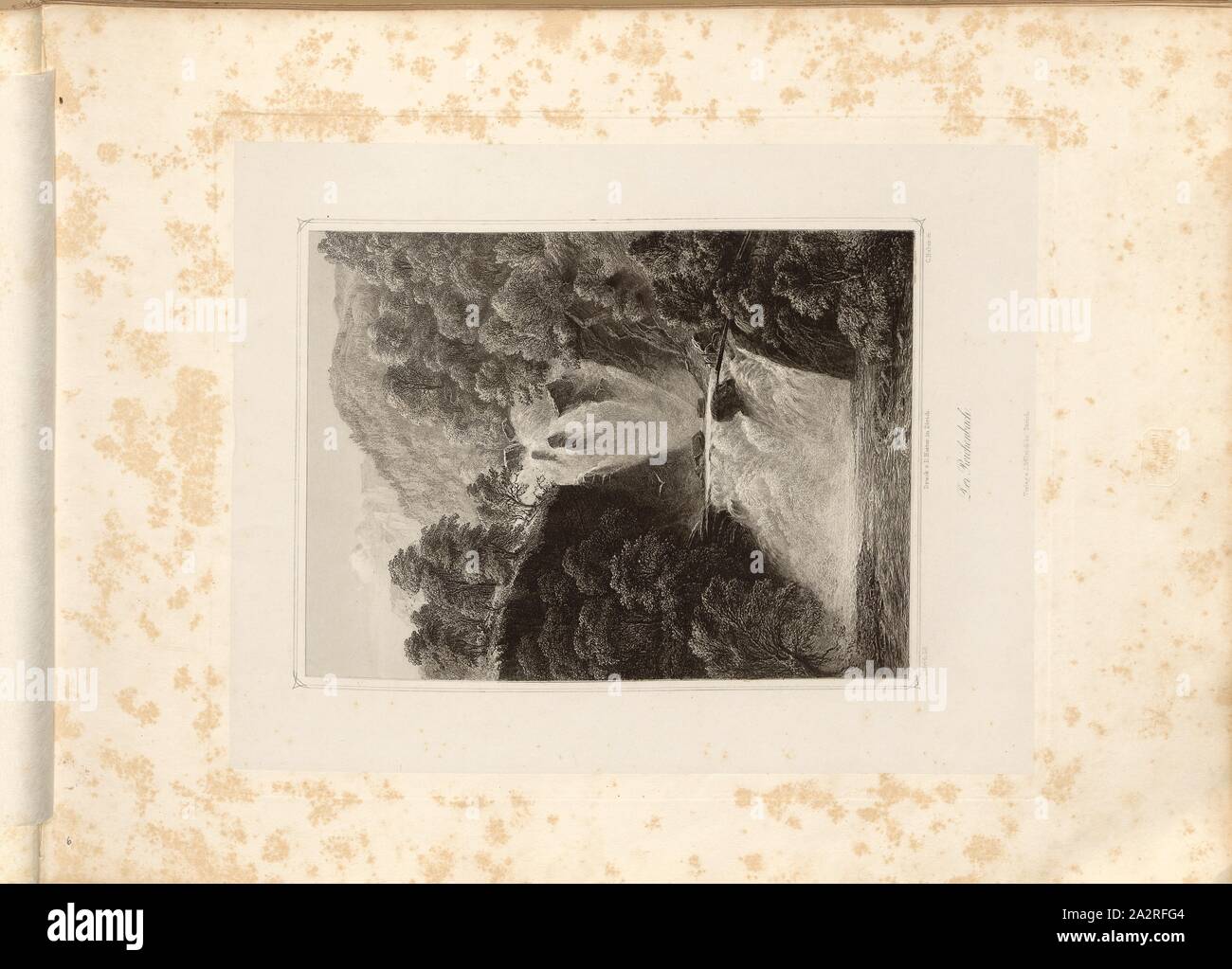 La Reichenbach, vue sur les chutes du Reichenbach, pl. 6, p. 29, Ulrich, J. (del.) ; Huber, C. (sc.), 1856, Johann Jakob Ulrich, Johann Jakob Reithard Banque D'Images