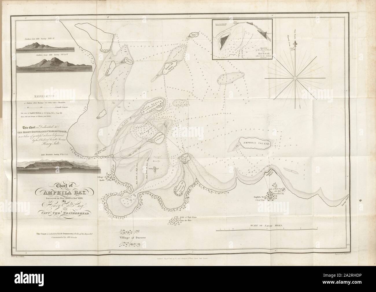 Tableau des Amphila Bay, croquis de Amphila Bay, après p. 146, p. 178, Outhett, J. (dessinée) ; Macpherson, Alexander (gravé), 1814, Henry Salt : un voyage en Abyssinie, et voyages dans l'intérieur de ce pays, exécuté sous les ordres du gouvernement britannique, dans les années 1809 et 1810 : dans lequel sont inclus, un compte de la colonies portugaise sur la côte est de l'Afrique, s'est rendu dans le cours du voyage : un concis de la fin de manifestations en Arabie Félix : et quelques détails concernant les tribus africaines, s'étendant de Mosambique aux frontières de l'Égypte : avec Banque D'Images