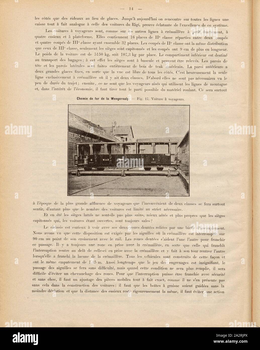 Voiture de tourisme, photographie d'un train de voyageurs des trains / passagers, fig. 17, p. 14, 1893, Emil Strub : Le chemin de fer de la Wengernalp. [S.l.] : [s.n.], 1893 Banque D'Images