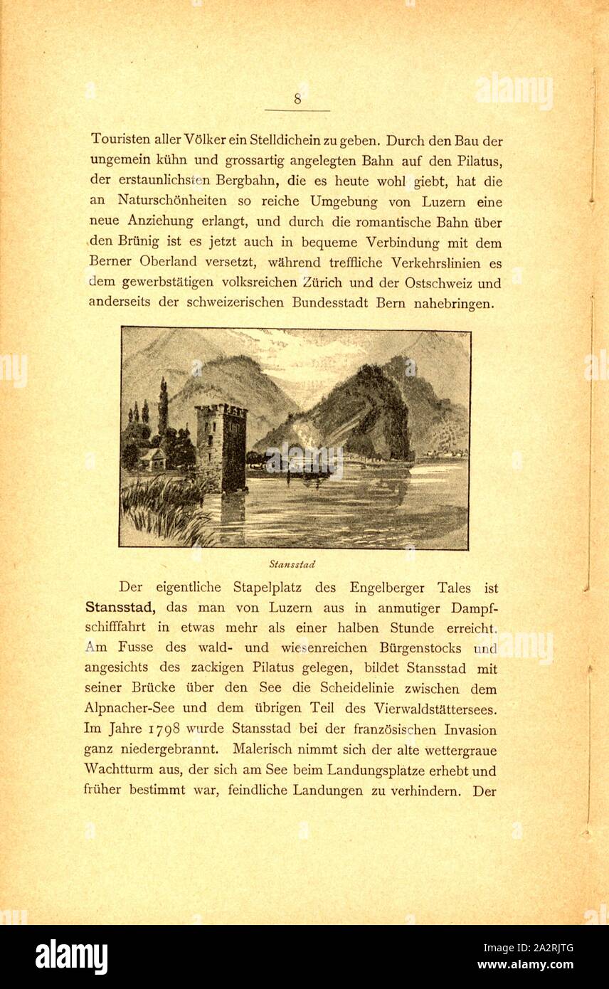 Stansstad, Stansstad avec vue sur la tour de la sculpture et le lac de Lucerne, p. 8, p. 20, Albert Fleiner ; Xaver Imfeld [et al.] : Engelberg : Streifzüge durch Gebirg und Tal. Zürich : Hofer & Burger, [18 Banque D'Images