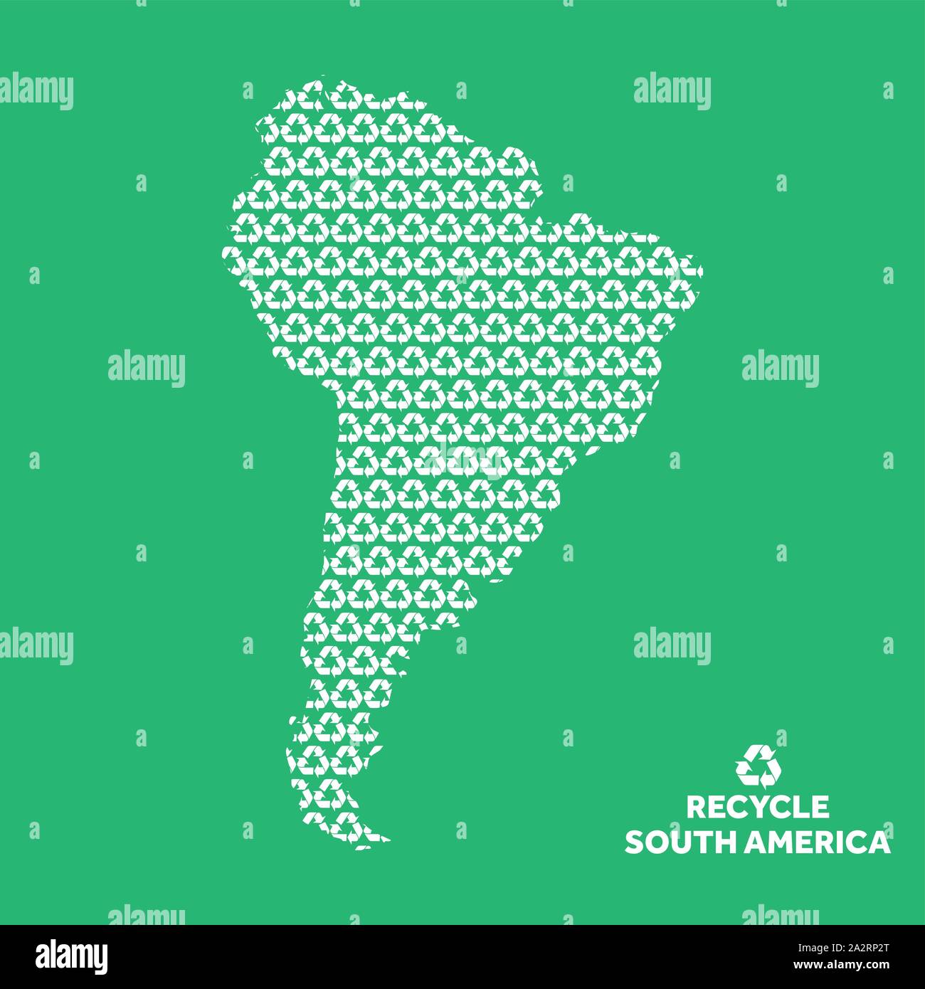 Amérique du Sud carte réalisée à partir de symbole de recyclage. Concept de l'environnement Illustration de Vecteur
