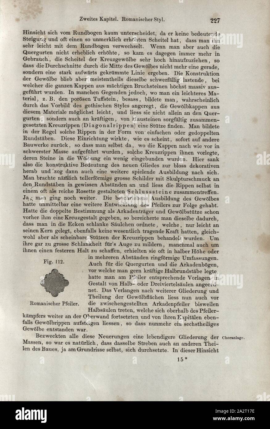 Pilier roman, section transversale d'un pilier, fig. 112, p. 227, Wilhelm Lübke : Geschichte der Architektur von den ältesten Zeiten bis auf die Gegenwart. Leipzig : Verlag von Emil Graul, 1855 Banque D'Images