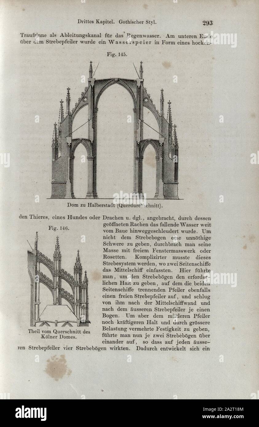 La Cathédrale de Halberstadt section et une partie de la section de la cathédrale de Cologne, l'architecture gothique, fig. 145-146, p. 293, Wilhelm Lübke : Geschichte der Architektur von den ältesten Zeiten bis auf die Gegenwart. Leipzig : Verlag von Emil Graul, 1855 Banque D'Images