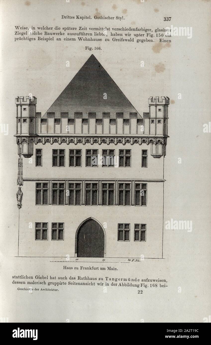 Chambre à Frankfurt am Main, l'architecture gothique, fig. 166, p. 337, Wilhelm Lübke : Geschichte der Architektur von den ältesten Zeiten bis auf die Gegenwart. Leipzig : Verlag von Emil Graul, 1855 Banque D'Images