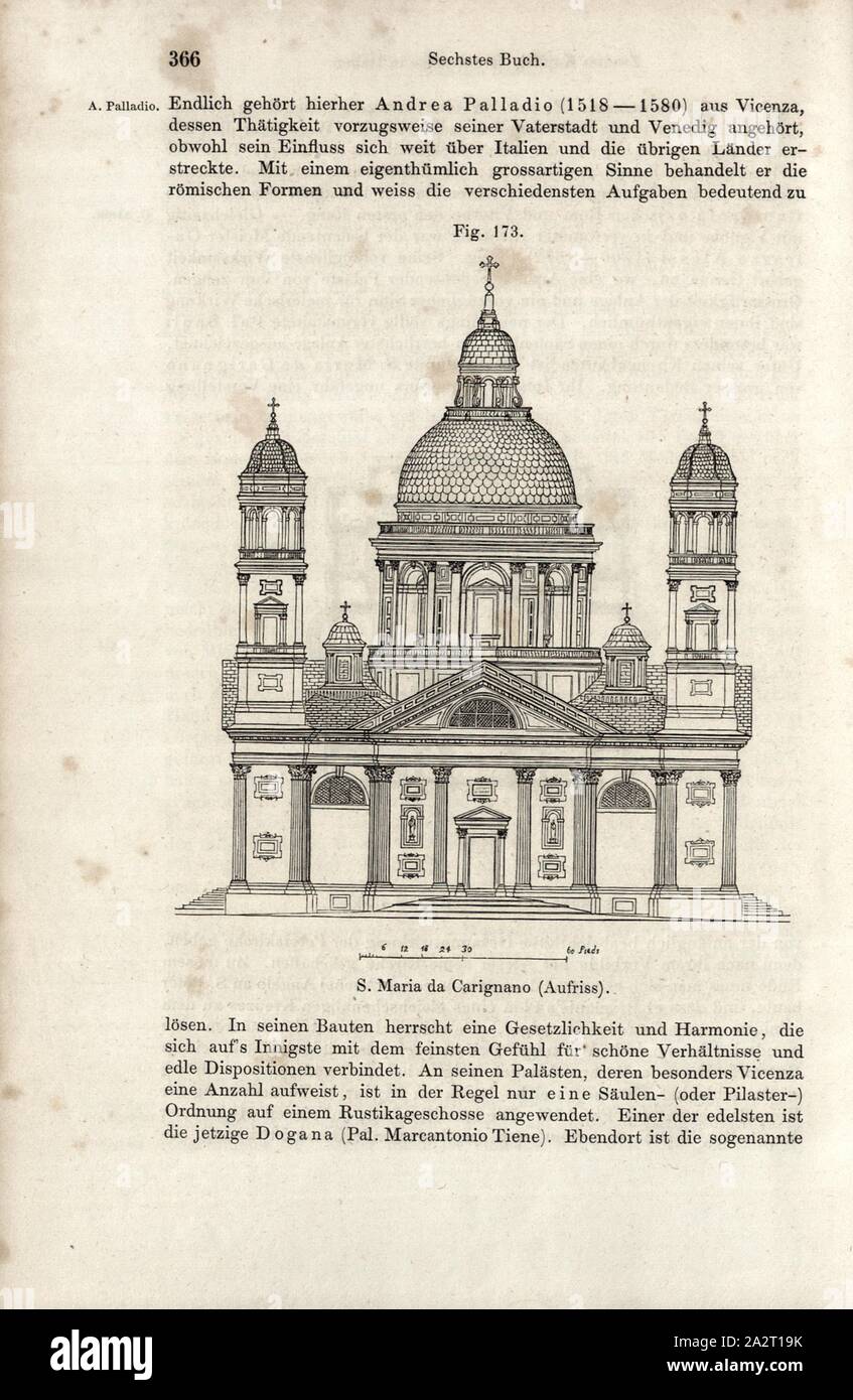 S. Maria da Carignano Aufriss, architecture Renaissance, fig. 173, p. 366, Wilhelm Lübke : Geschichte der Architektur von den ältesten Zeiten bis auf die Gegenwart. Leipzig : Verlag von Emil Graul, 1855 Banque D'Images