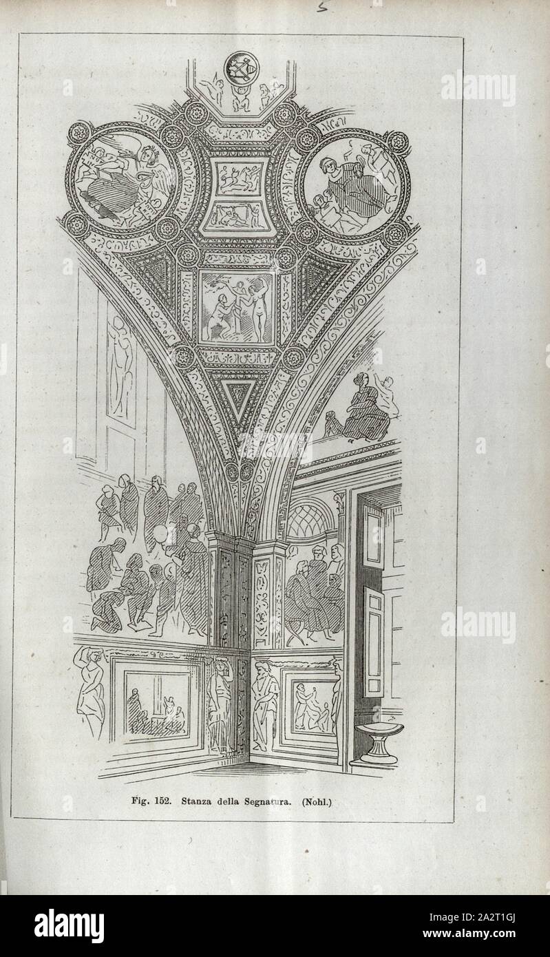 Stanza della Segnatura, vue intérieure Stanza della Segnatura au Vatican, signé : Nohl, fig. 152, S. 303, Nohl, Max, 1867, Jacob Burckhardt ; Wilhelm Lübke professeur : Baukunst. Stuttgart : Verlag von Ebner & Seubert, 1867 Banque D'Images