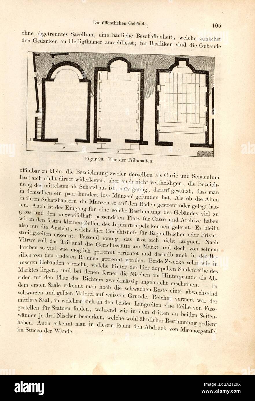 Des tribunaux, plan plan d'étage des tribunaux à Pompéi, fig. 90, p. 105, 1856, Johannes Overbeck : Pompeji dans seinen Coaching, Alterthümern und Kunstwerken [...]. Leipzig : Verlag von Wilhelm Engelmann, 1856 Banque D'Images