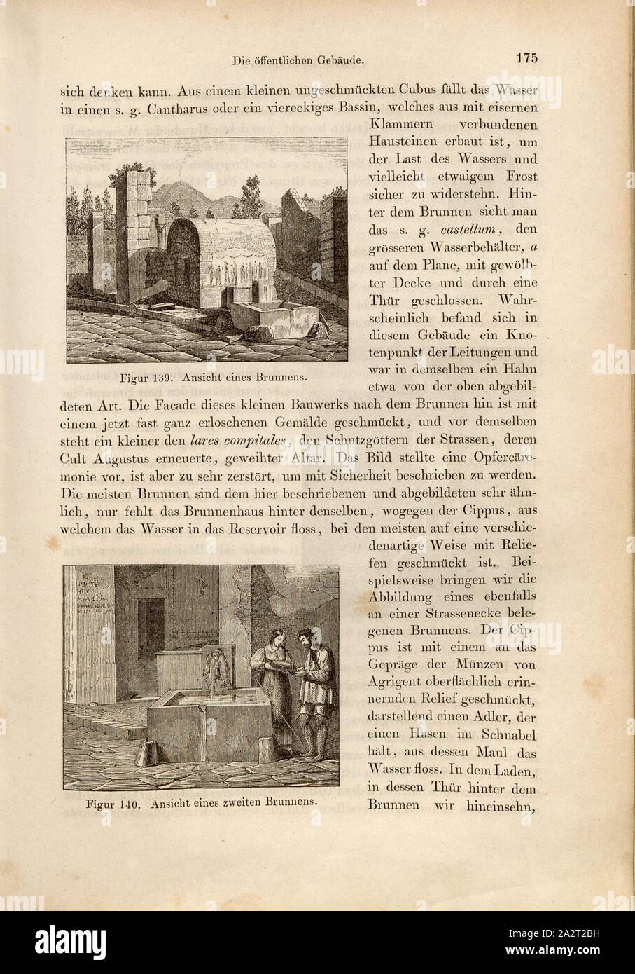 Vue d'une fontaine, Fontaine à Pompéi, fig. 139, p. 175, 1856, Johannes Overbeck : Pompeji dans seinen Coaching, Alterthümern und Kunstwerken [...]. Leipzig : Verlag von Wilhelm Engelmann, 1856 Banque D'Images